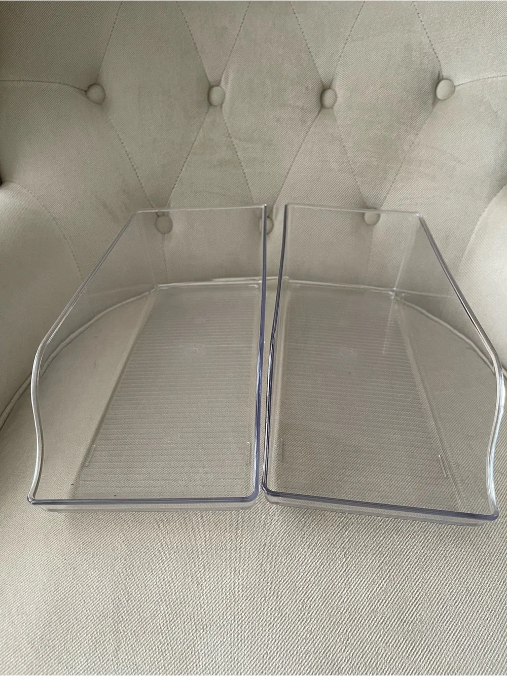 Set of 2 Clear Plastic Stackable Pantry & Fridge Organization Bins